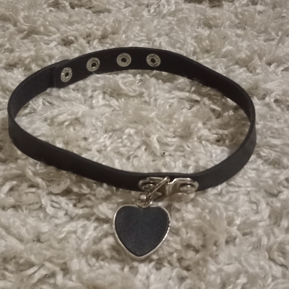Black Choker Necklace with Heart Pendant